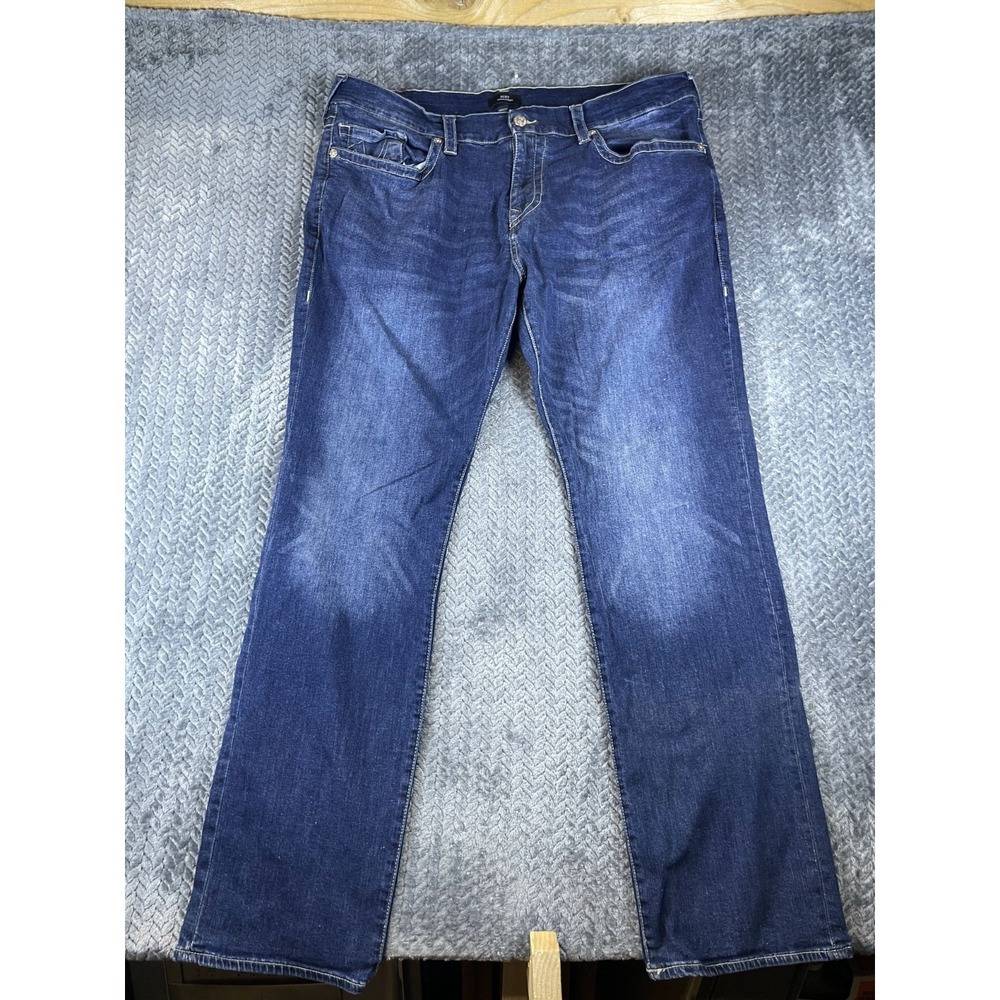 True Religion Ricky Jeans Men 42 Blue Denim Cotton Mid Rise Relaxed Straight Leg